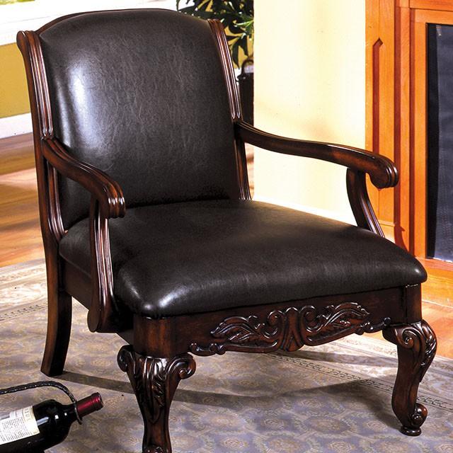Sheffield Antique Dark Cherry Accent Chair - Marjories Furniture (Las Vegas, NV)