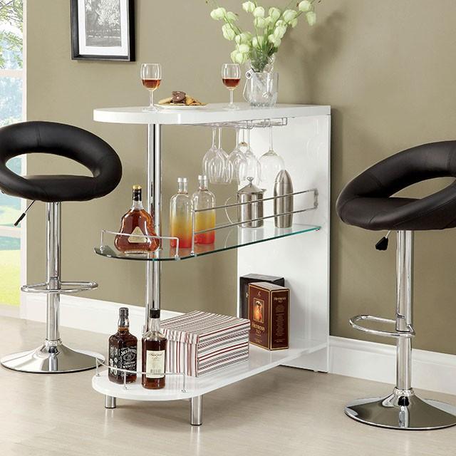 Numbi White/Chrome Mini Server - Marjories Furniture (Las Vegas, NV)