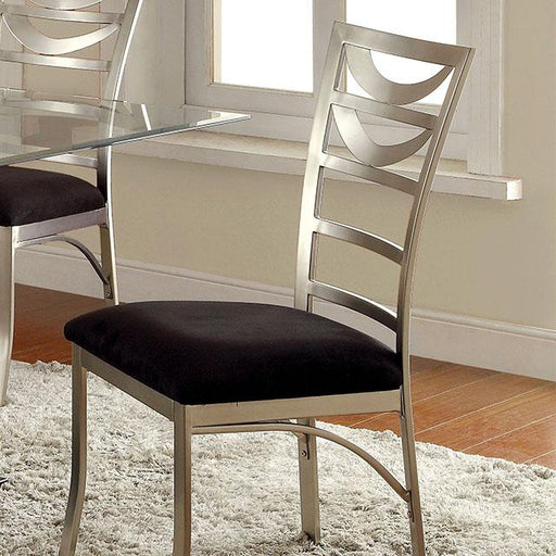 ROXO Silver/Black Side Chair (2/CTN) - Marjories Furniture (Las Vegas, NV)