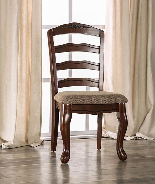 Townsville Dark Walnut/Tan Side Chair (2/CTN) - Marjories Furniture (Las Vegas, NV)