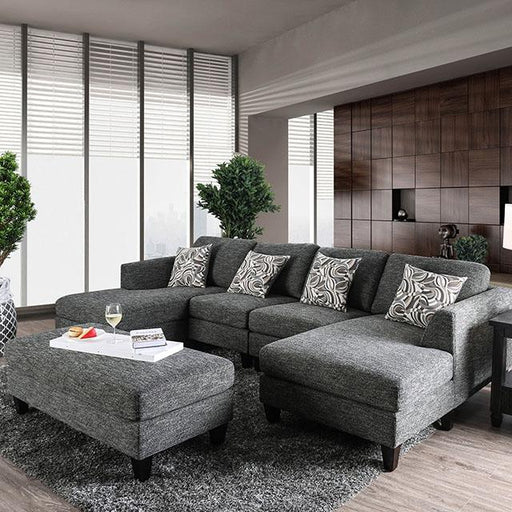 Lowry Gray Sectional w/ Ottoman - Marjories Furniture (Las Vegas, NV)