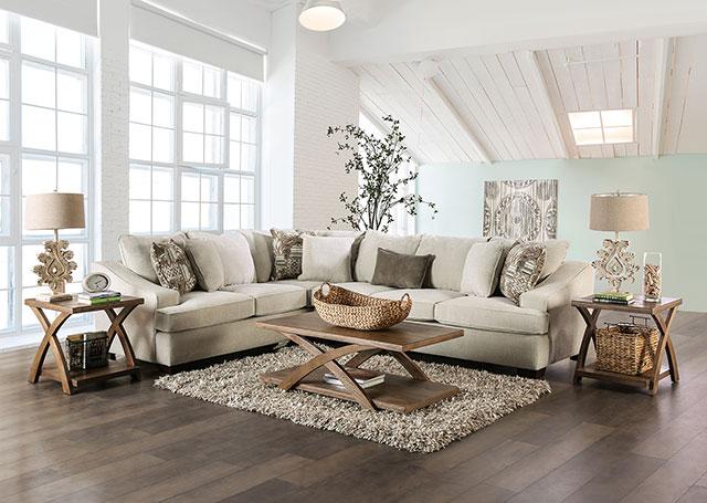 MORNINGTON Sectional, Ivory/Brown - Marjories Furniture (Las Vegas, NV)