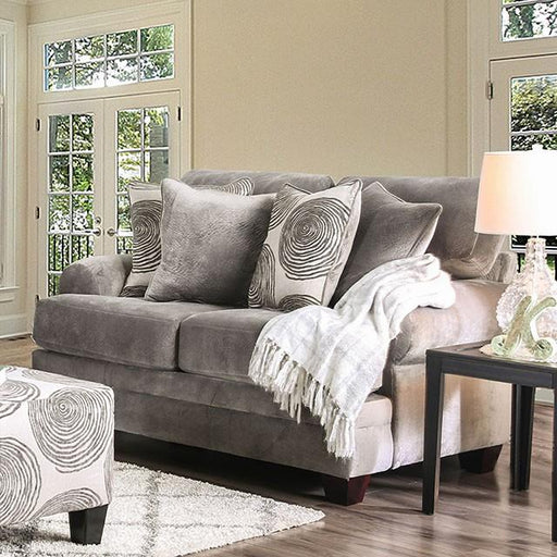 Bonaventura Gray/Pattern Love Seat - Marjories Furniture (Las Vegas, NV)