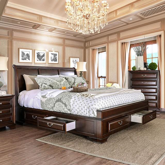 Brandt Bed Chrome & Gray - Marjories Furniture (Las Vegas, NV)