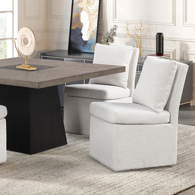 Broager 5 Pc Dining Table Set (White Swivel Chairs) - Marjories Furniture (Las Vegas, NV)
