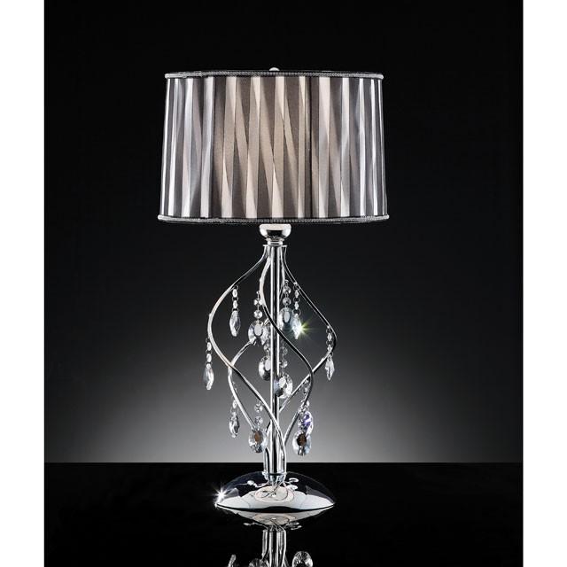 Arya Black/Chrome Table Lamp, Hanging Crystal - Marjories Furniture (Las Vegas, NV)