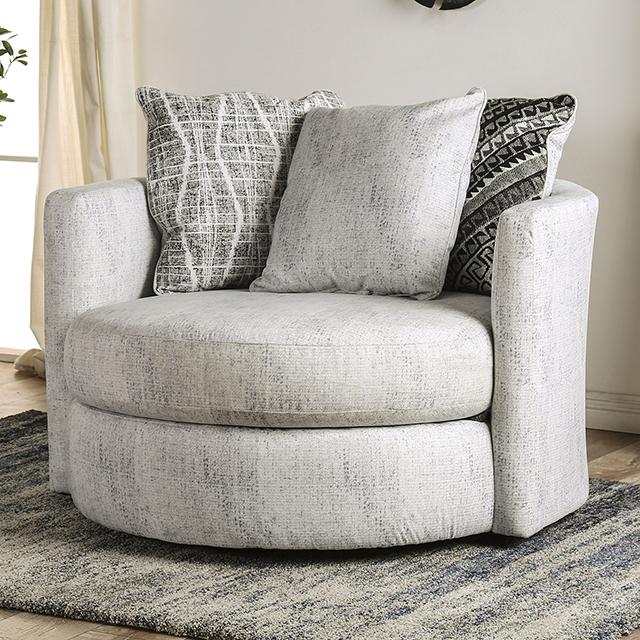 EIMEAR Swivel Chair, Off-white/Black - Marjories Furniture (Las Vegas, NV)