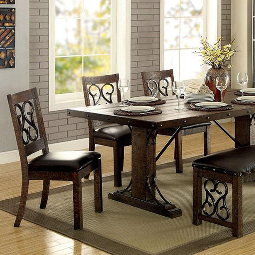 PAULINA Rustic Walnut Dining Table - Marjories Furniture (Las Vegas, NV)