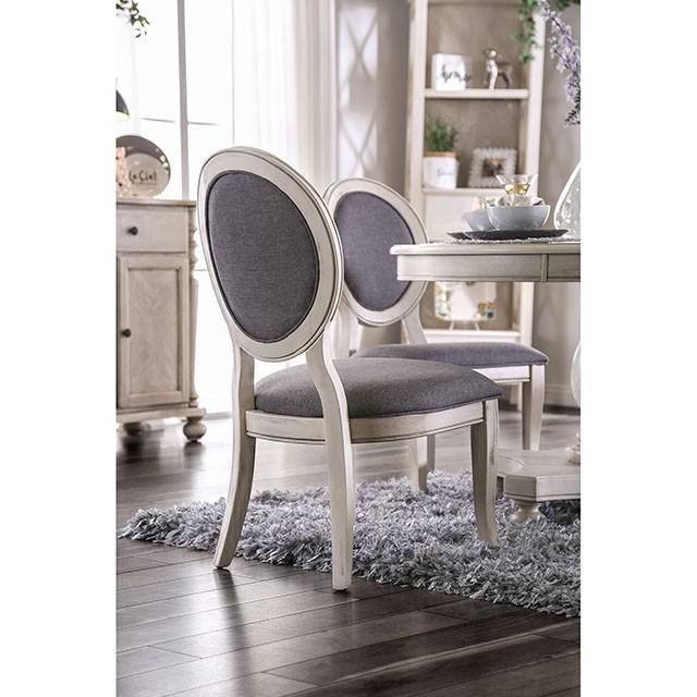 Kathryn Antique White/Gray Side Chair, Antique White (2/CTN) - Marjories Furniture (Las Vegas, NV)