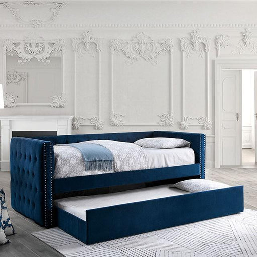 Susanna Navy Daybed w/ Trundle, Navy - Marjories Furniture (Las Vegas, NV)
