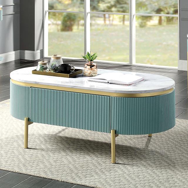 KOBLENZ Coffee Table, Light Teal - Marjories Furniture (Las Vegas, NV)