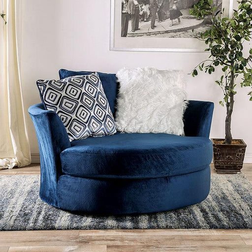 WALDPORT Swivel Chair, Navy - Marjories Furniture (Las Vegas, NV)