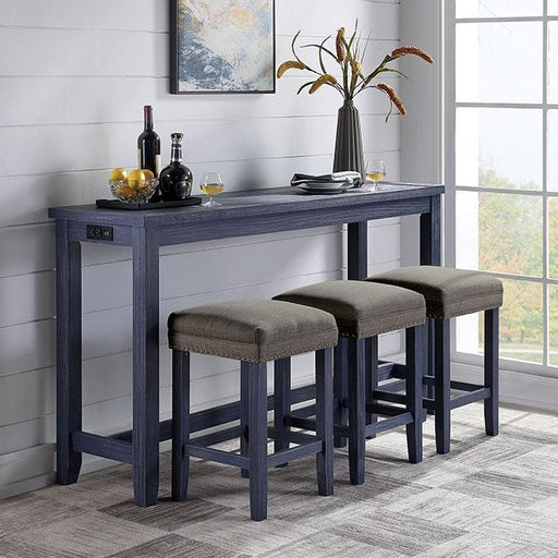 CAERLEON 4 Pc. Counter Ht. Table Set, Blue - Marjories Furniture (Las Vegas, NV)