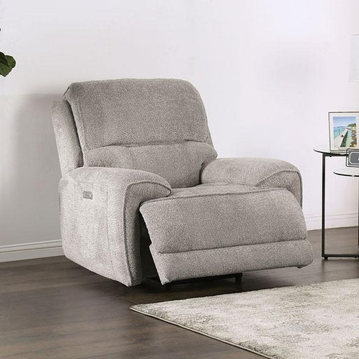 MORCOTE Power Recliner, Light Gray - Marjories Furniture (Las Vegas, NV)