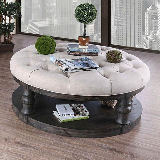 Mika Antique Gray Coffee Table w/ Cushion Top - Marjories Furniture (Las Vegas, NV)
