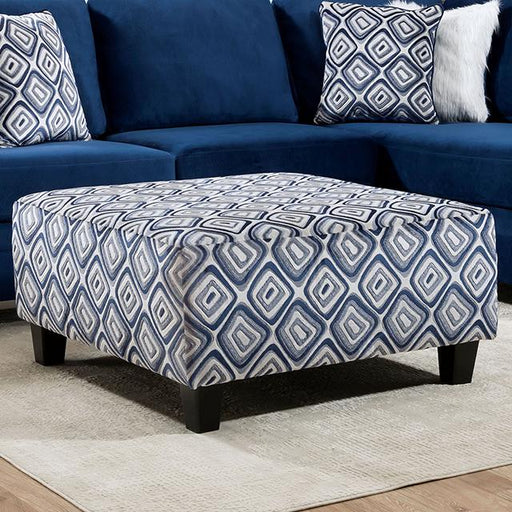 WALDPORT Ottoman, Navy/White - Marjories Furniture (Las Vegas, NV)