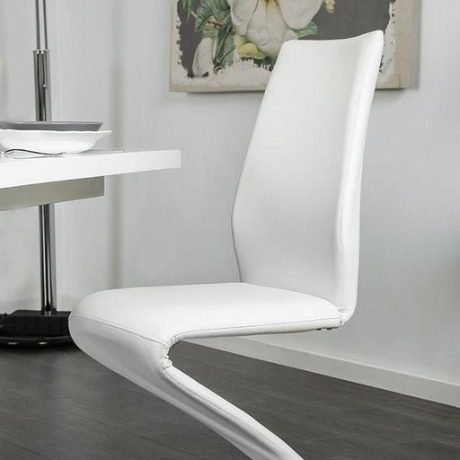 Midvale White/Chrome Side Chair (2/CTN) - Marjories Furniture (Las Vegas, NV)