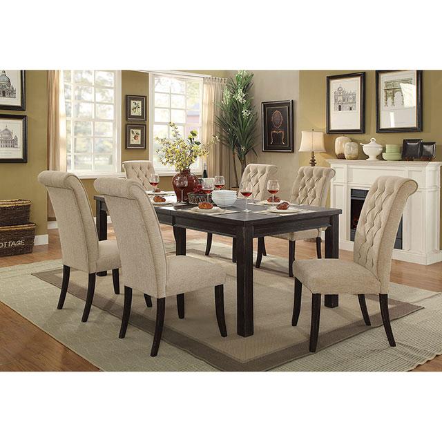 Mashall Beige/Antique Black Side Chair, Ivory (2/CTN) - Marjories Furniture (Las Vegas, NV)