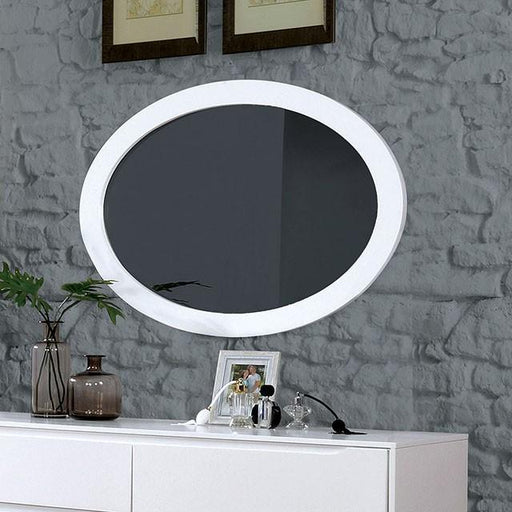 LENNART II White Oval Mirror - Marjories Furniture (Las Vegas, NV)