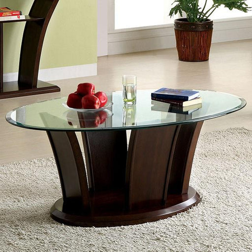 MANHATTAN IV Brown Cherry Coffee Table, Brown Cherry - Marjories Furniture (Las Vegas, NV)