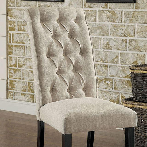 Mashall Beige/Antique Black Side Chair, Ivory (2/CTN) - Marjories Furniture (Las Vegas, NV)