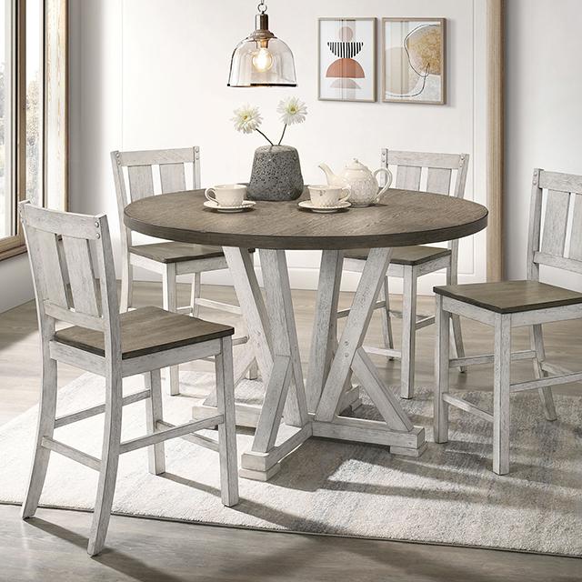 DAKOTA Counter Ht. Table, A. White/Ash Brown - Marjories Furniture (Las Vegas, NV)