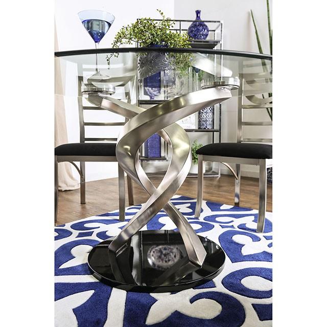 ROXO Silver/Black Round Dining Table - Marjories Furniture (Las Vegas, NV)