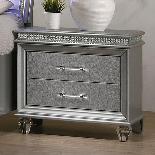MADDIE Night Stand, Silver - Marjories Furniture (Las Vegas, NV)