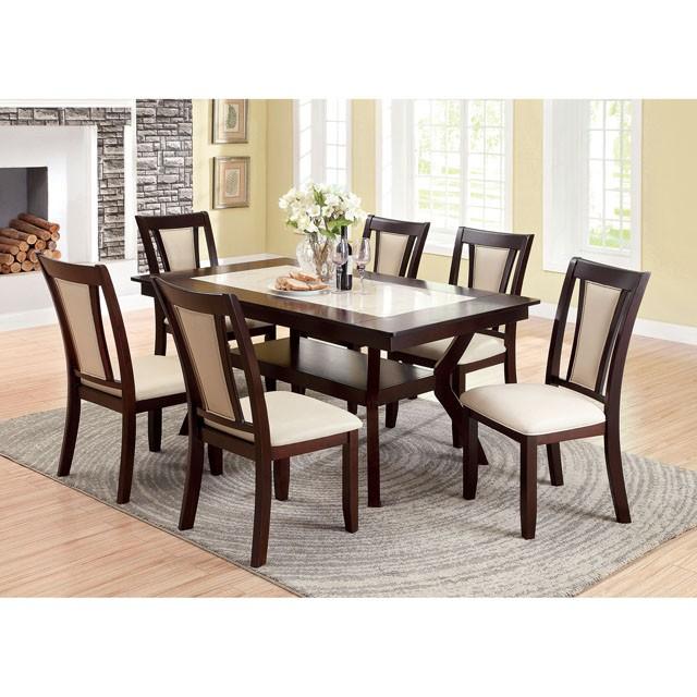 BRENT Dark Cherry/Ivory Dining Table - Marjories Furniture (Las Vegas, NV)