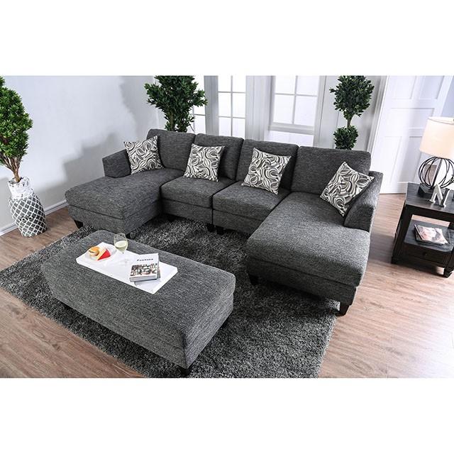 Lowry Gray Sectional w/ Ottoman - Marjories Furniture (Las Vegas, NV)