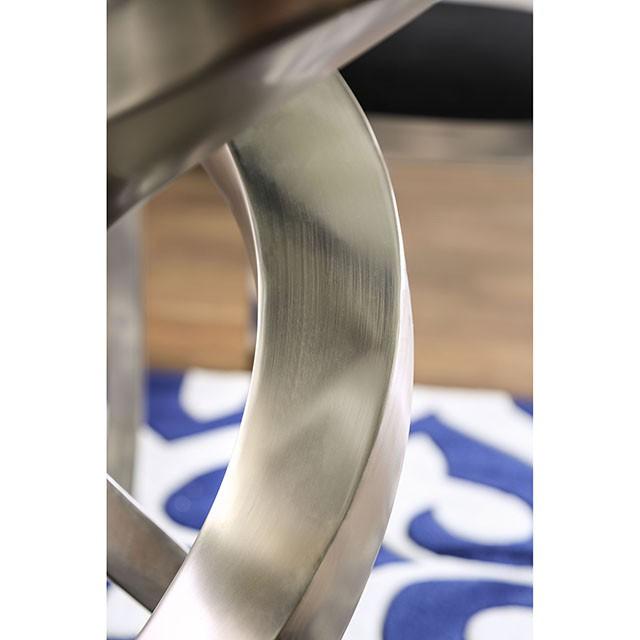 ROXO Silver/Black Round Dining Table - Marjories Furniture (Las Vegas, NV)