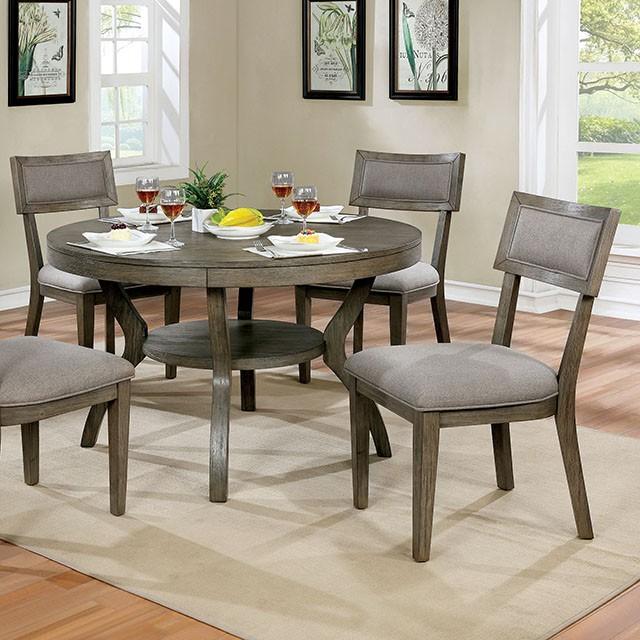 Leeds Gray Round Dining Table - Marjories Furniture (Las Vegas, NV)