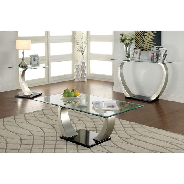 ROXO Satin Plated/Black End Table - Marjories Furniture (Las Vegas, NV)