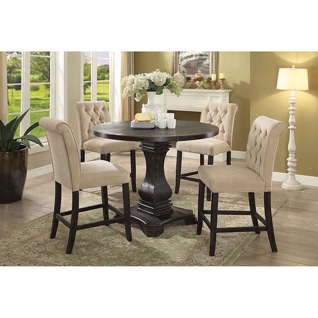 Izzy Beige/Antique Black Counter Ht. Chair, Ivory (2/CTN) - Marjories Furniture (Las Vegas, NV)