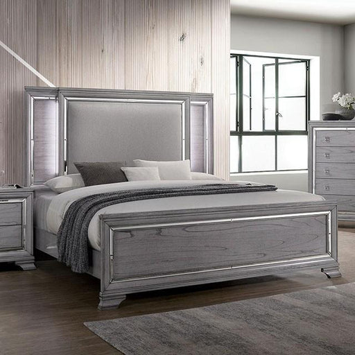 Alanis Light Gray Cal.King, E.King, & Queen Bed - Marjories Furniture (Las Vegas, NV)