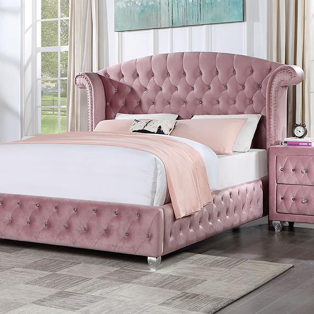 Zohar Queen & Twin Bed Black, Grey, & Pink
