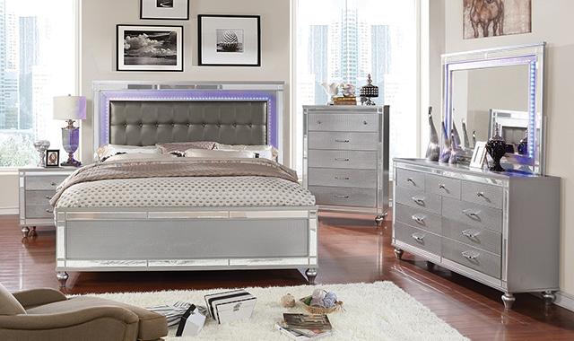 Brachium Bed White & Silver - Marjories Furniture (Las Vegas, NV)