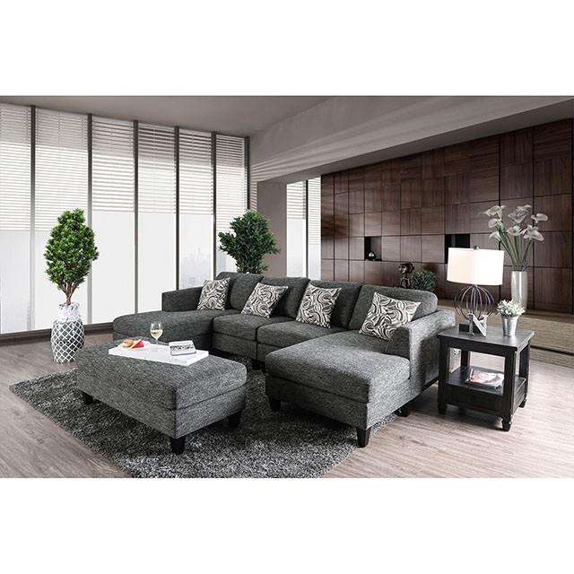 Lowry Gray Sectional w/ Ottoman - Marjories Furniture (Las Vegas, NV)