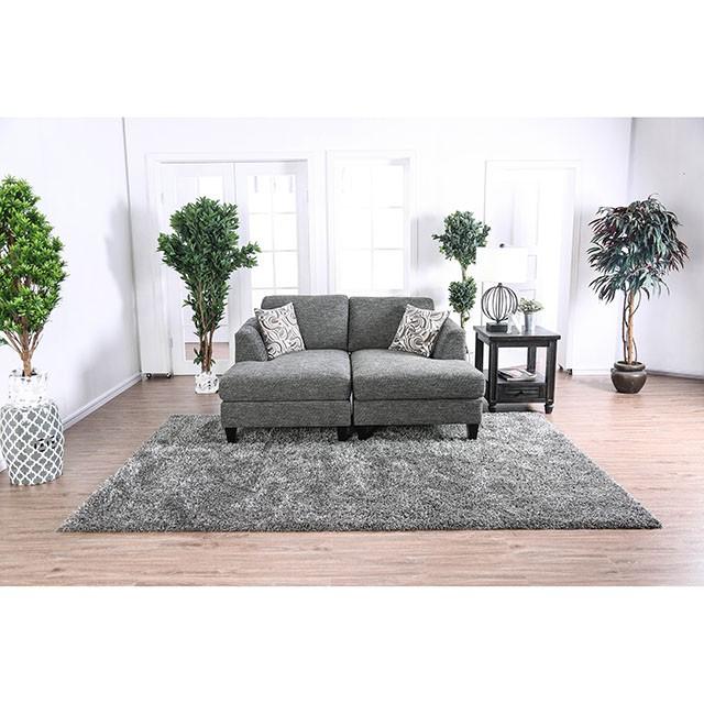 Lowry Gray Sectional w/ Ottoman - Marjories Furniture (Las Vegas, NV)