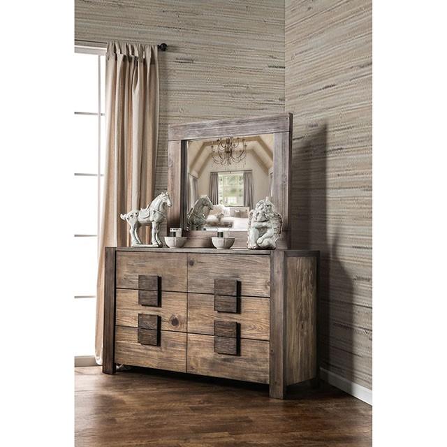 AVEIRO Rustic Natural Tone Mirror - Marjories Furniture (Las Vegas, NV)