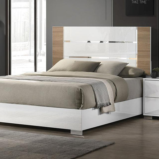 ERLANGEN Cal.King & E.King Bed, White/Natural - Marjories Furniture (Las Vegas, NV)