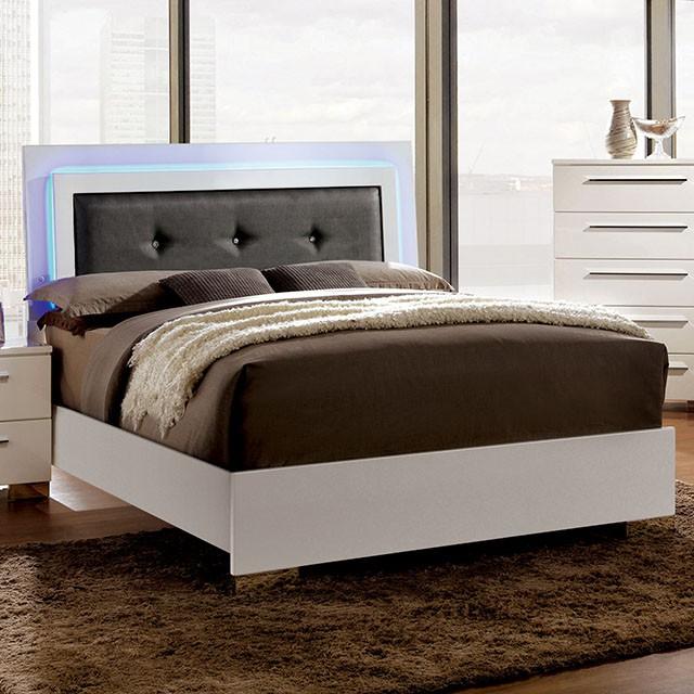 CLEMENTINE Glossy White E.King, Full,& Queen Bed - Marjories Furniture (Las Vegas, NV)