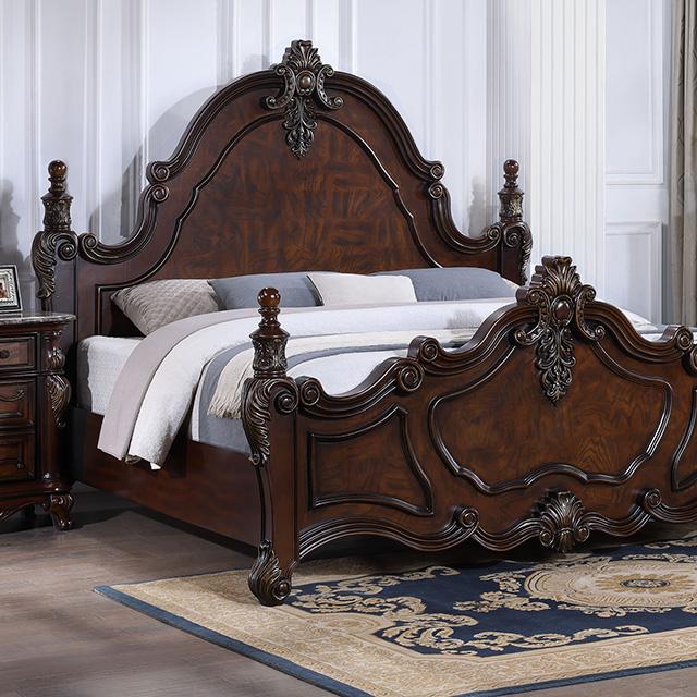 Francione Bed Chrome & Cherry - Marjories Furniture (Las Vegas, NV)