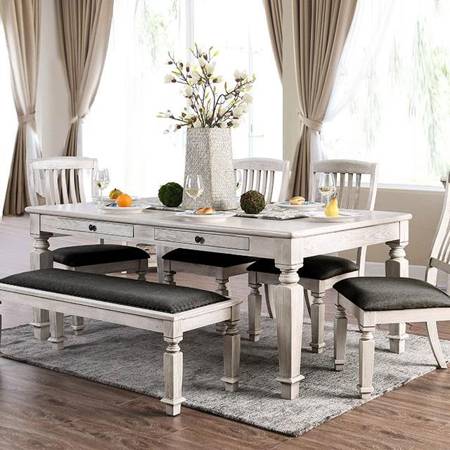 Georgia 6 Pc Dining Table Set with Bench - Marjories Furniture (Las Vegas, NV)