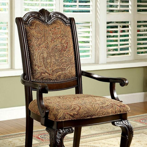 BELLAGIO Brown Cherry/Pattern Fabric Arm Chair (2/CTN) - Marjories Furniture (Las Vegas, NV)