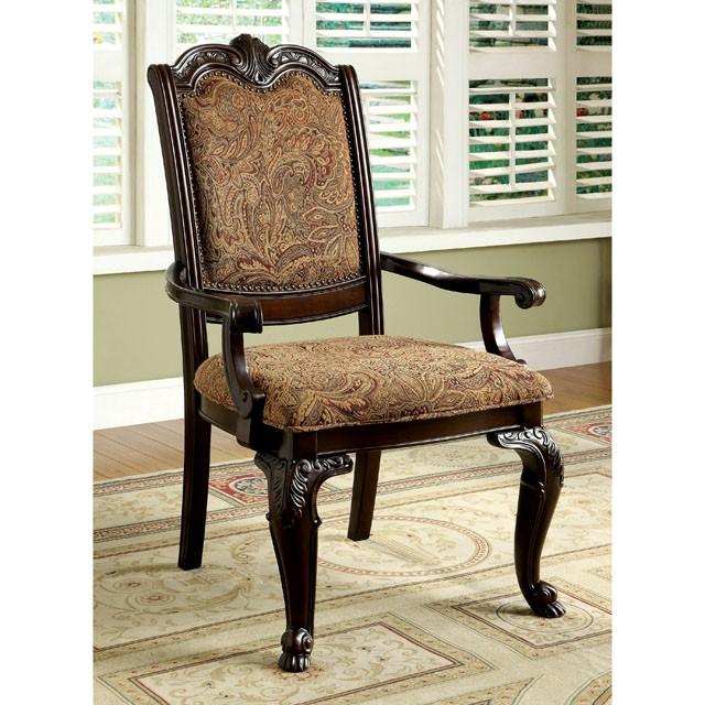 BELLAGIO Brown Cherry/Pattern Fabric Arm Chair (2/CTN) - Marjories Furniture (Las Vegas, NV)