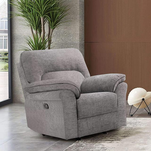 JOSIAS Glider Recliner, Light Gray Fabric - Marjories Furniture (Las Vegas, NV)