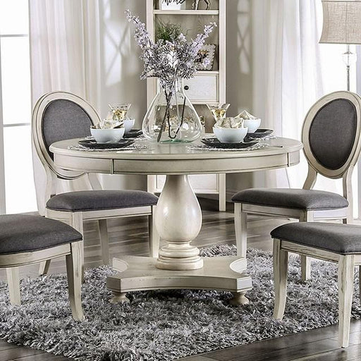 Kathryn Antique White Round Dining Table, Antique White - Marjories Furniture (Las Vegas, NV)