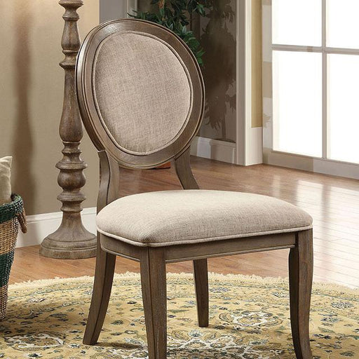 Kathryn Rustic Dark Oak/Beige Side Chair (2/CTN) - Marjories Furniture (Las Vegas, NV)