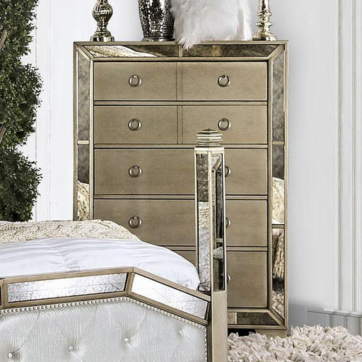 LORAINE Champagne Chest - Marjories Furniture (Las Vegas, NV)